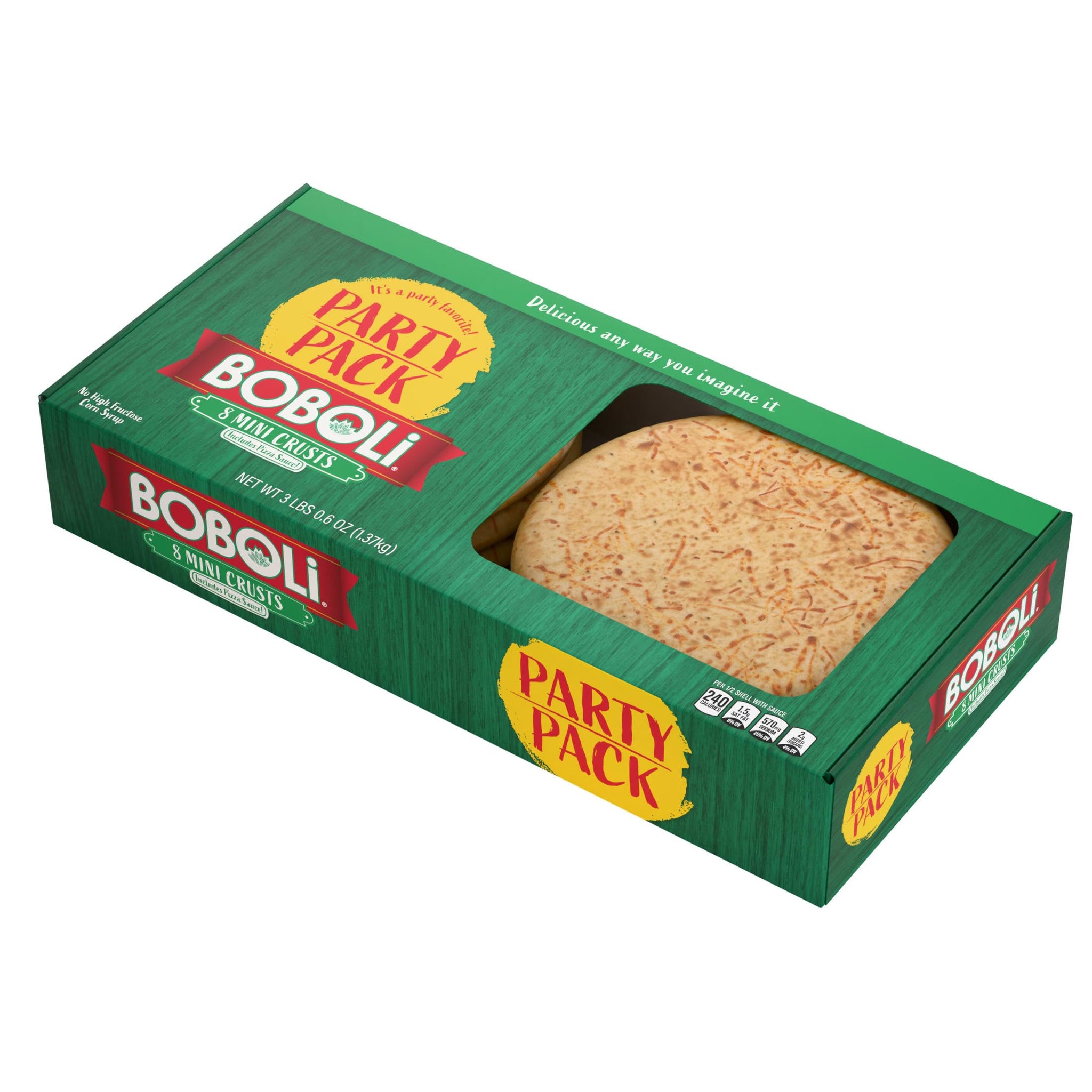 (Club Pack) Boboli 8" Original Mini Pizza Crusts, 4 individual twin packs, (12.15 oz each), Ready-made 8 Plain Cooked Pizza Dough, 48.6 oz Multipack