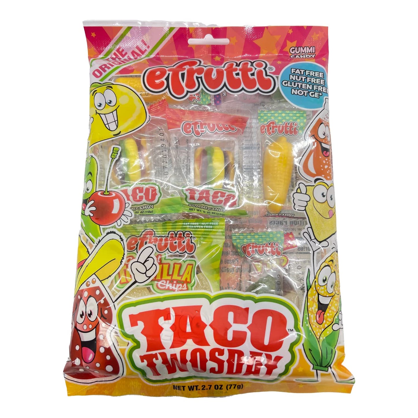 Gummi Theme Bag Taco Twosday Shelf Tray 2.7 oz. Case of 12 Cinco de Mayo Candy Mexican theme party tray