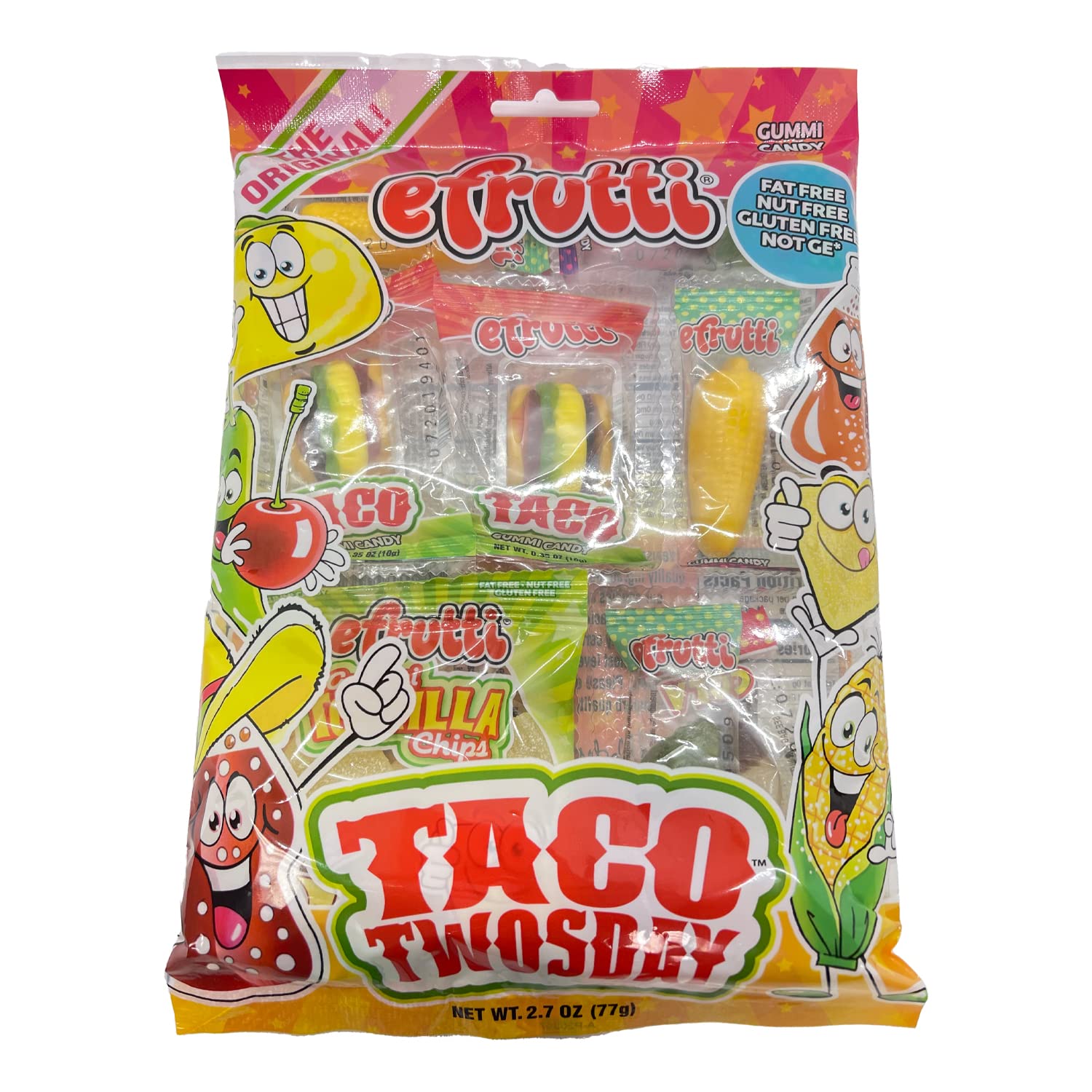 Gummi Theme Bag Taco Twosday Shelf Tray 2.7 oz. Case of 12 Cinco de Mayo Candy Mexican theme party tray