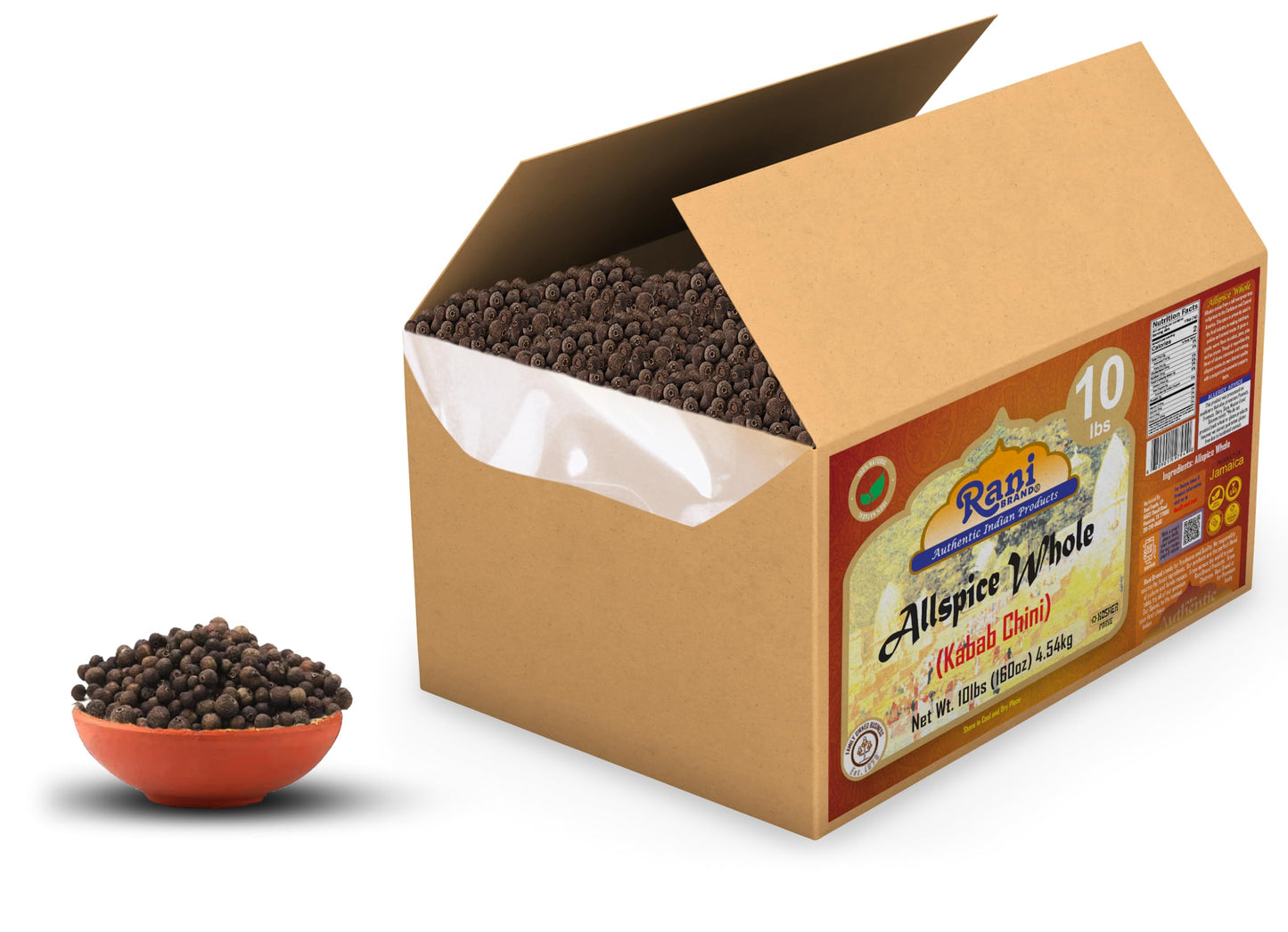 Rani Allspice (Kabab Chini) Whole Spice 160oz (10lbs) 4.54kg Bulk Box ~ All Natural | Vegan | Gluten Friendly | NON-GMO | Kosher | Indian Origin