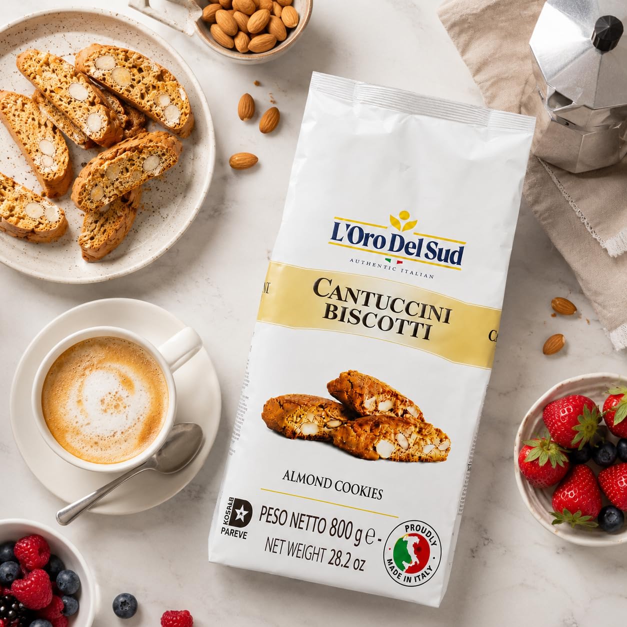 L'Oro del Sud, Traditional Almond Biscotti, Cantuccini d'Abruzzo, 800 G, 7 oz,