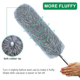 Microfiber Feather Duster with Extendable Pole, 100-inch Extra-Long Dusters Telescoping Cobweb Duster for Cleaning, Bendable and Washable Microfiber