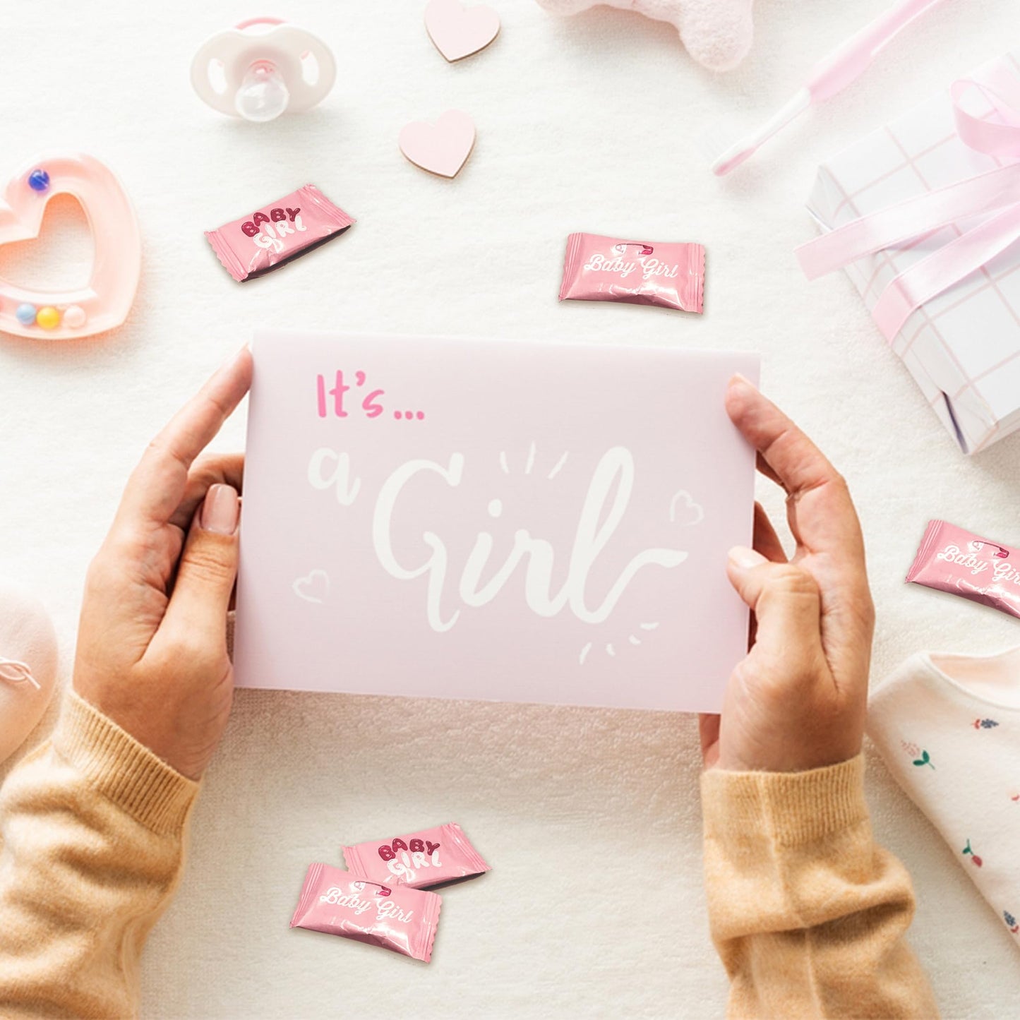 Baby Girl Buttermints - 100 Count - Pink Candy For Baby Shower - Baby Shower Candy - Perfect For Gender Reveal Parties, Hospital Goodie Bags, Welcome