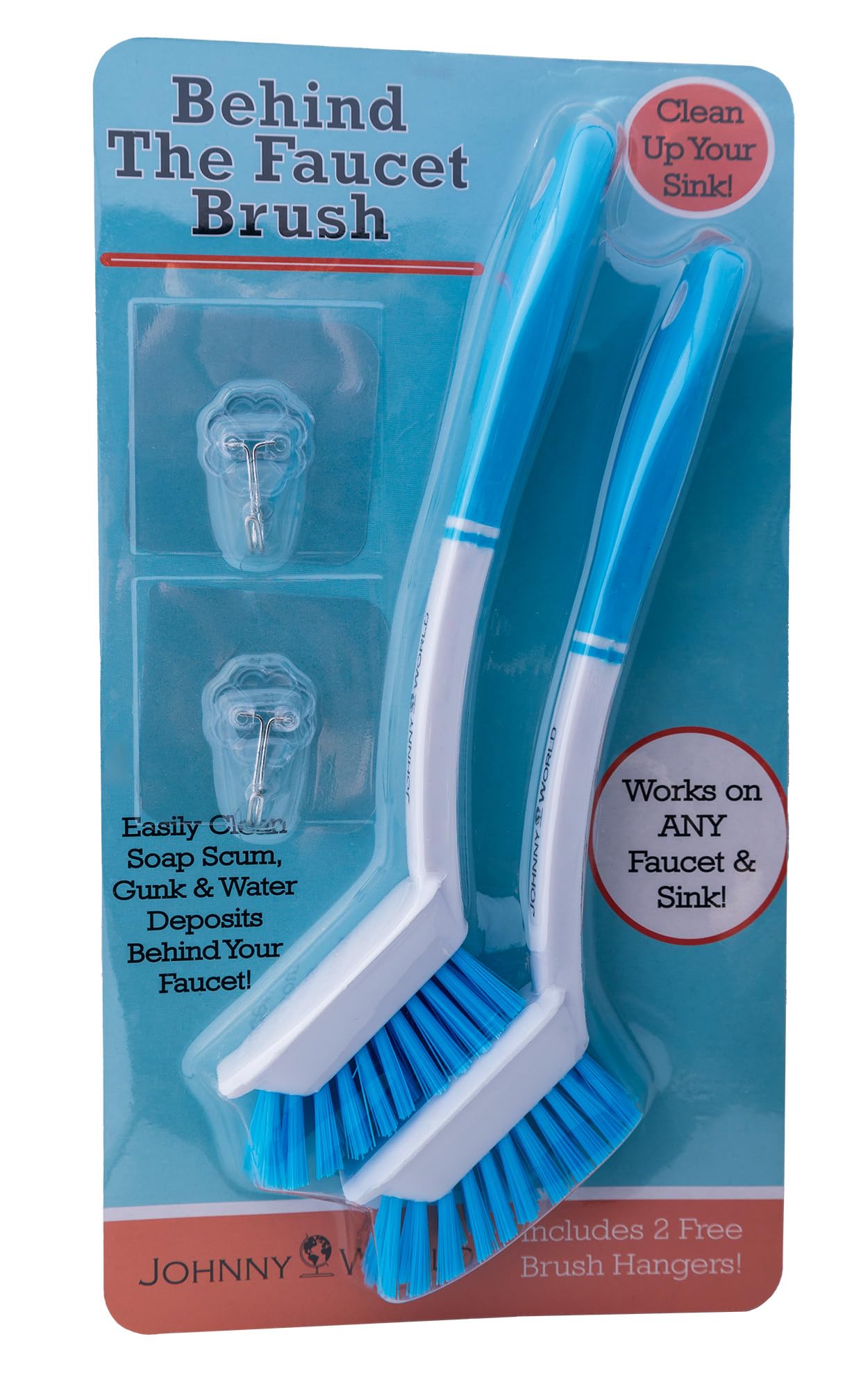 The Behind The Faucet Brush! Clean Hard to Reach Areas in Your Kitchen and Bathroom - Easily Clean Water and soap Residue Around The Sink. Two Pack