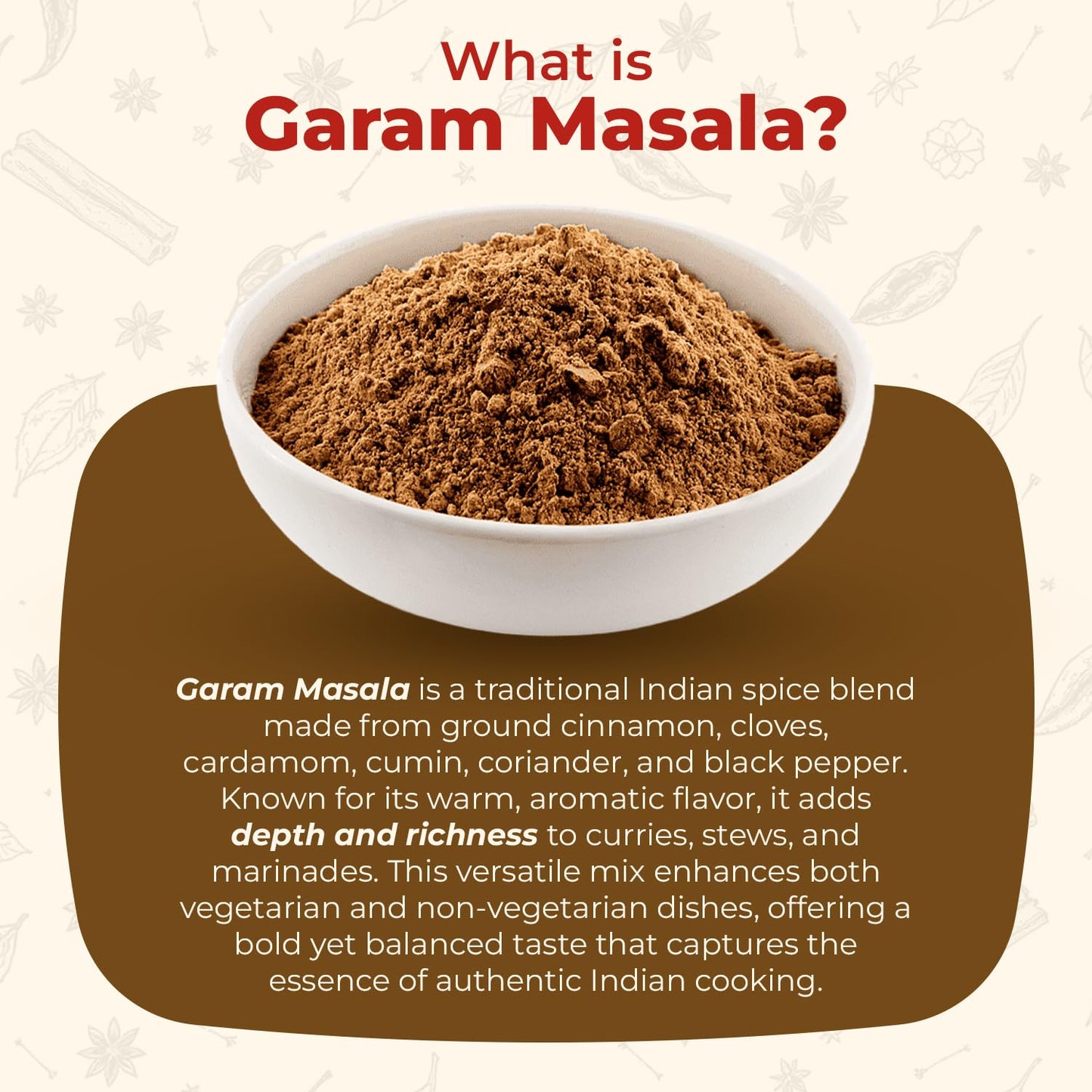 SWAD 12-Spice Garam Masala Powder (100g) 3.5oz - Authentic Indian Cooking Spices for Multiple Dishes - All Natural, Salt-Free | Vegan | No Colors |