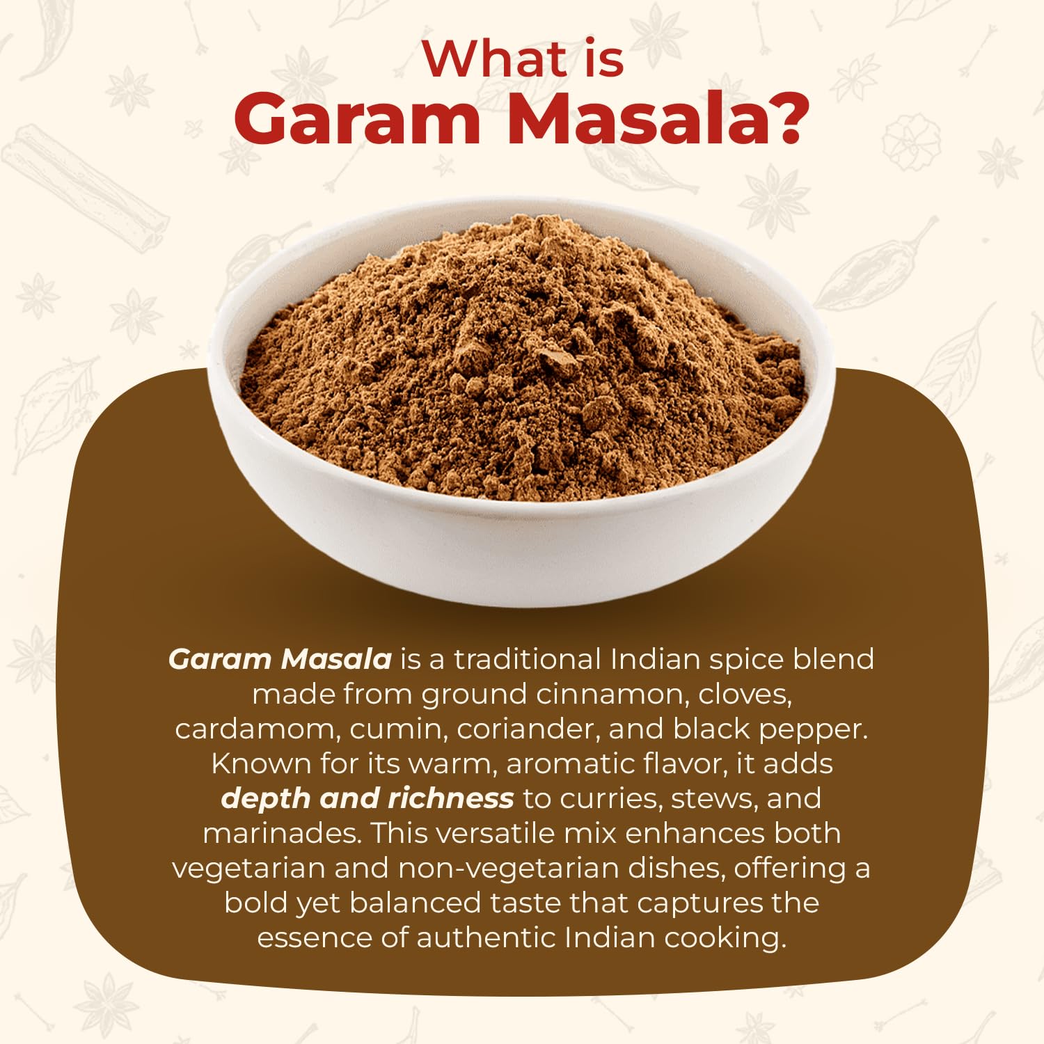 SWAD 12-Spice Garam Masala Powder (100g) 3.5oz - Authentic Indian Cooking Spices for Multiple Dishes - All Natural, Salt-Free | Vegan | No Colors |
