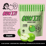 Blow It - Caffeinated Xylitol Gum - Intensified Energy and Focus Boost Effect - Green Coffee Bean Infused Sugar Free Gum - Zapple Flavor - 3-Pack (30