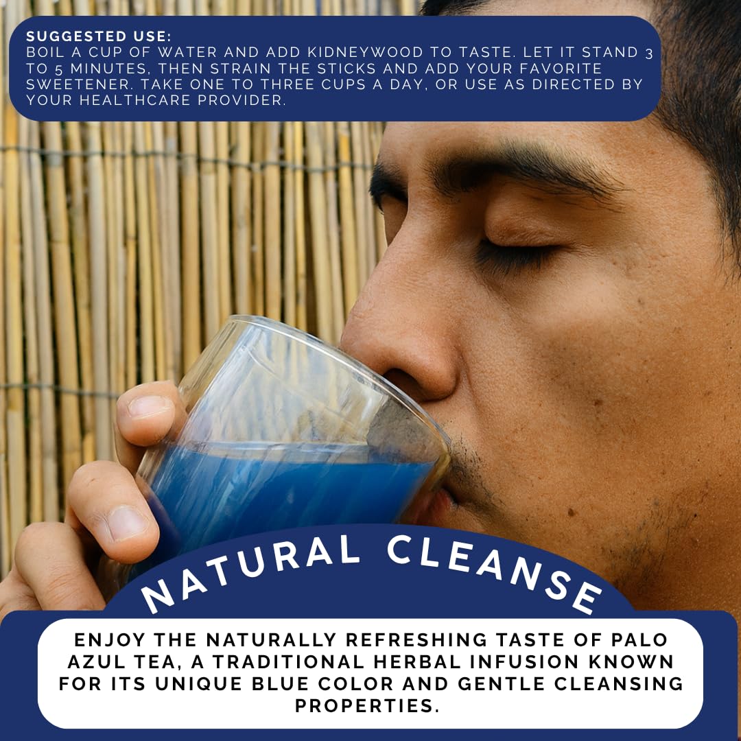 Palo Azul 4oz (141.g) Herbal Tea | Kidneywood (Blue Stick) Te Herbal | Makes 30+ Cups | Wildcrafted Kidney Wood Tea | All Natural Tea, non-GMO.