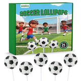 24 Soccer Candy Lollipops, Perfect for Soccer Party Favors, Birthday Goodie Bags, Team Gifts and Sports Themed Party Supplies, Fun Soccer Treats