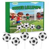 24 Soccer Candy Lollipops, Perfect for Soccer Party Favors, Birthday Goodie Bags, Team Gifts and Sports Themed Party Supplies, Fun Soccer Treats