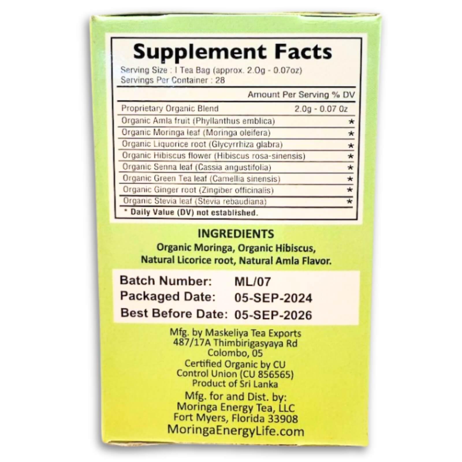 Moringa Energy Life Moringa Anti-Aging Tea Bags, Ayurveda's Herbal (Keto, Detox, Paleo, Vitamin & Minerals Booster, Vegan, Gluten-Free, Non-GMO