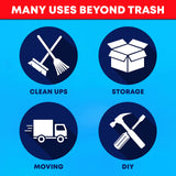 Tasker 95 Gallon Contractor Garbage Bags - 2 Mil Extra Heavy Duty Trash Bags - 96-100 Gallon Trash Can Liners, Industrial Trash Bags with Ties - 25