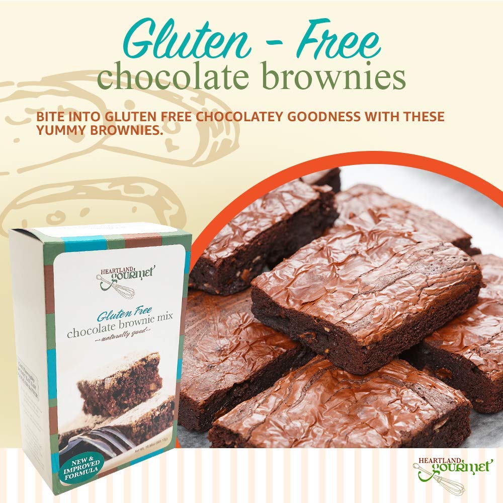 Heartland Gourmet Gluten Free Chocolate Brownie Mix - Chewy and Moist - Certified Gluten Free - All Purpose - Safe for Celiac Diet - Made in Nebraska - Pack of 1