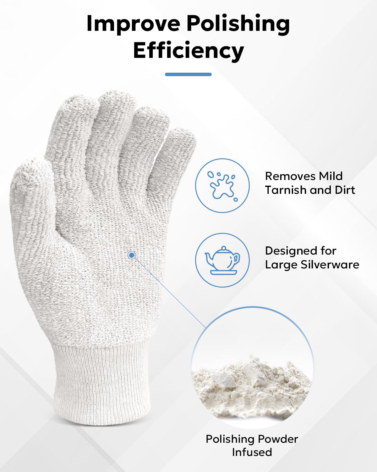 Evridwear Silver Polishing Gloves Polish Cleaning Glove Mitt for Sterling Silver Brass (L/XL)