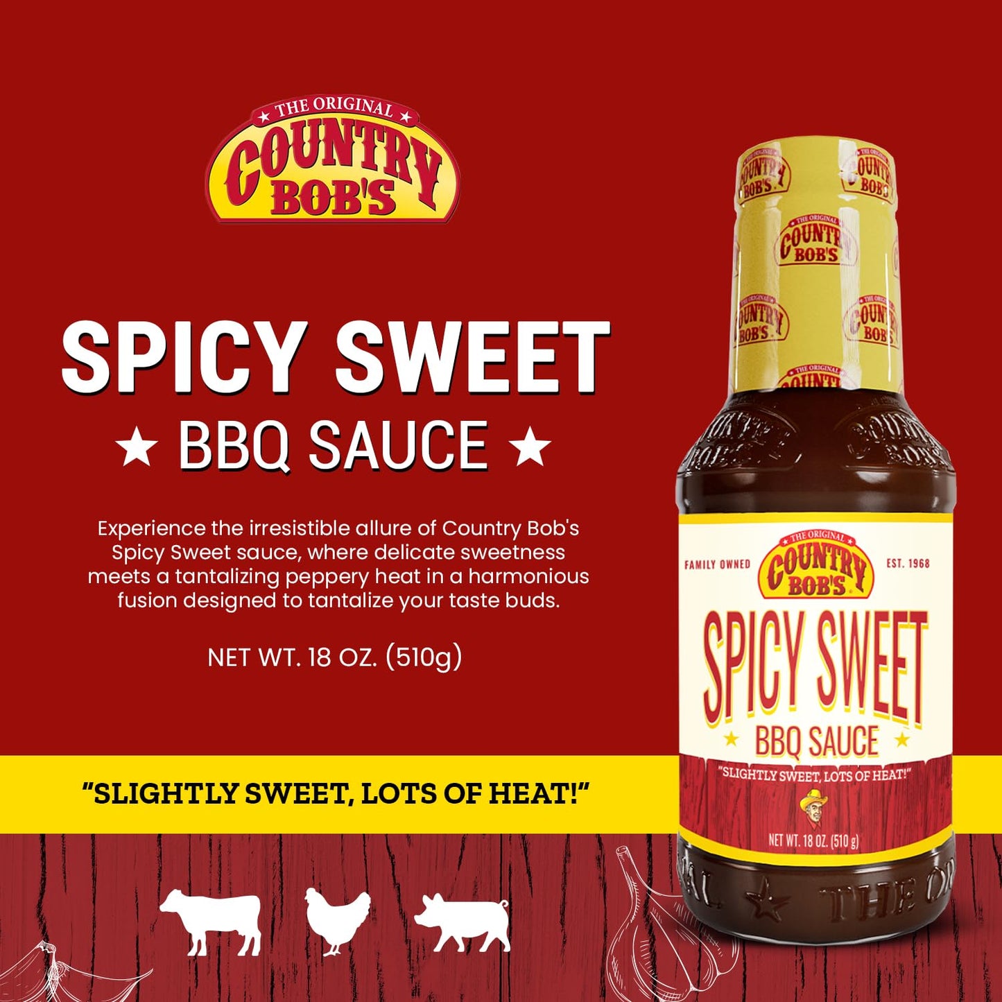 Country Bob's - Spicy Sweet BBQ Sauce - 18 oz (Pack of 1)