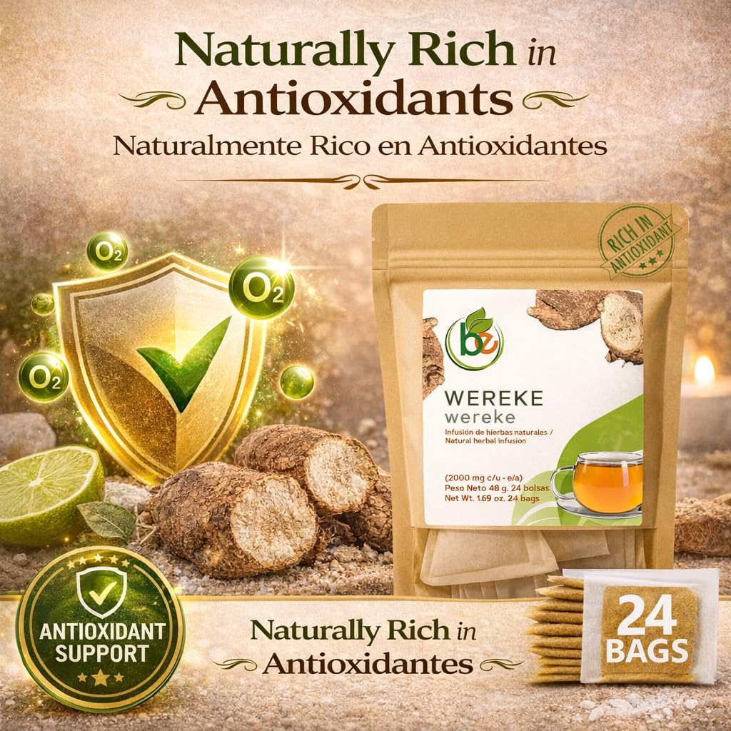 Wereke Te (24 Tea Bags) - 1.69 oz (48g) - 100% Natural Wereke Root (Ibervillea sonorae) - Rich in Antioxidants, Caffeine-Free, Vegan, Non-GMO