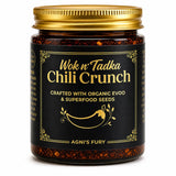 Wok n Tadka Extra Spicy Garlic Chili Crunch 6oz, Hot Crunchy Chili Crisp with Organic EVOO, Superfood Seeds, No Seed Oils, No Sugar Added, Gluten