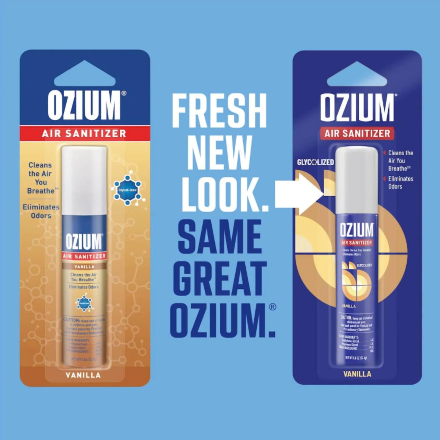 Ozium 0.8 oz. Air Sanitizer & Odor Eliminator for Homes, Cars, Offices and More, Vanilla Scent, Pack of 3