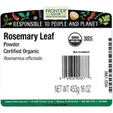 Frontier Co-op Organic Rosemary Leaf Powder, 1lb Bulk Bag - Natural and Dried Leaves - Ideal for Cooking, Baking, Kosher