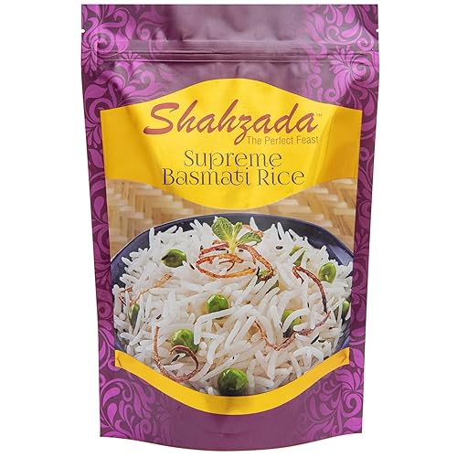 Shahzada Supreme Basmati Rice (02 Lbs.) - Extra Long Grain, Slender and Non-Sticky Grain for Ultimate Dining Experience, Non-GMO, Vegan, Gluten Free, Soy Free, No Cholesterol, Resealable Zip-Lock Bag - Extra Long Grain Basmati Rice 02 Pound Packing