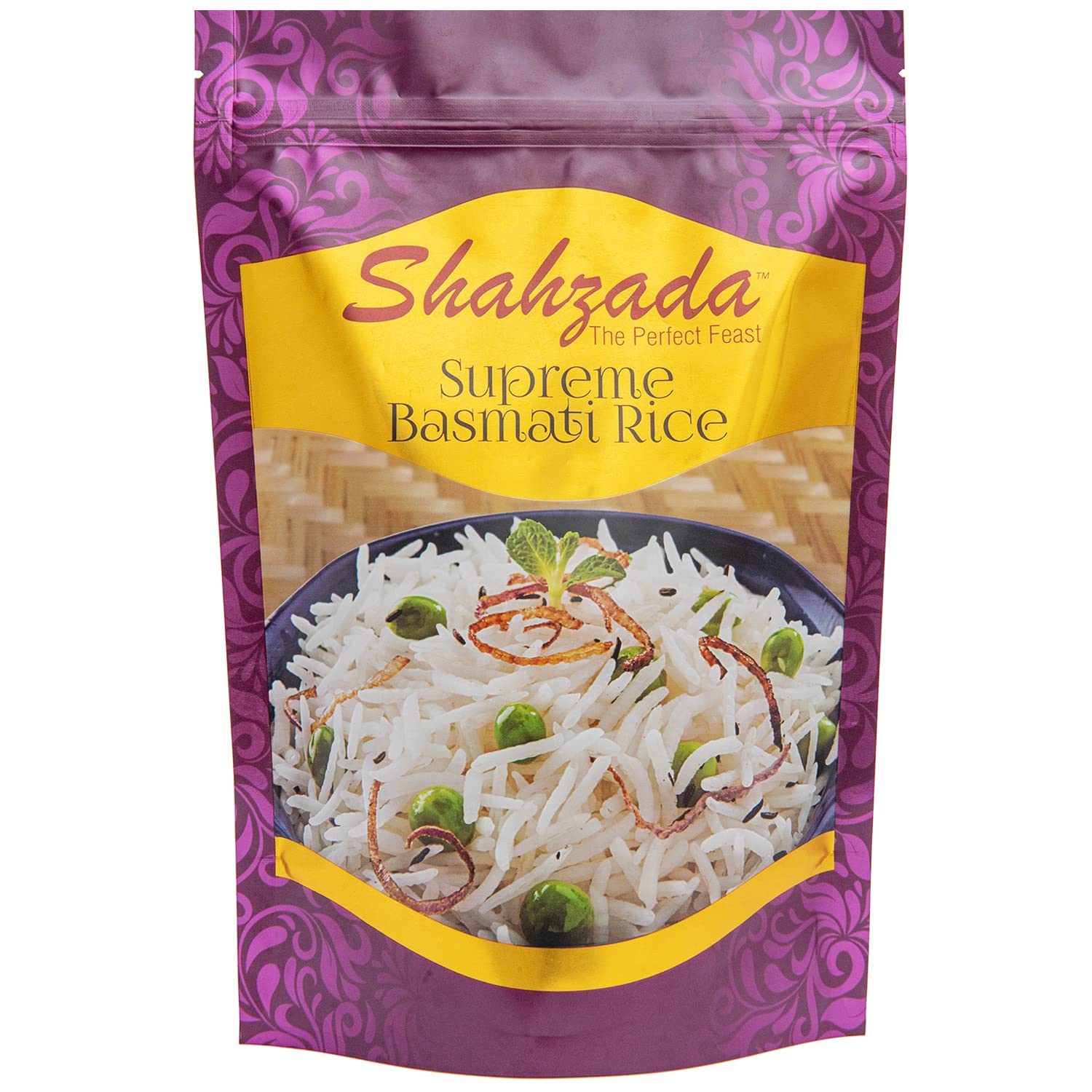 Shahzada Supreme Basmati Rice (02 Lbs.) - Extra Long Grain, Slender and Non-Sticky Grain for Ultimate Dining Experience, Non-GMO, Vegan, Gluten Free, Soy Free, No Cholesterol, Resealable Zip-Lock Bag - Extra Long Grain Basmati Rice 02 Pound Packing