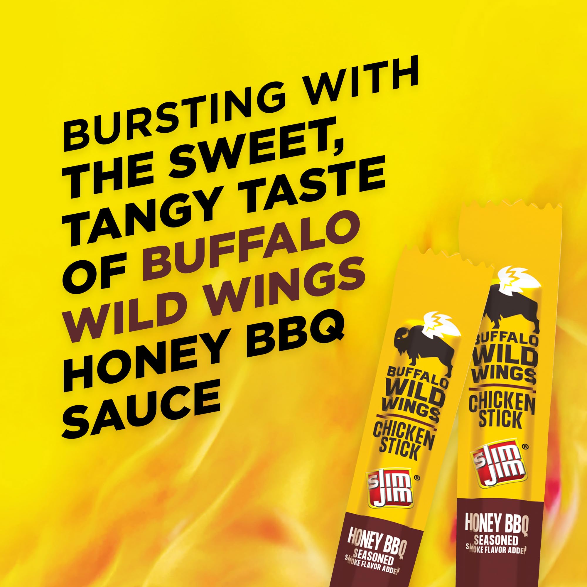 Slim Jim Chicken Sticks, Buffalo Wild Wings Honey BBQ Seasoned, 7g Protein per Serving, 0.28 oz. (14 Count)
