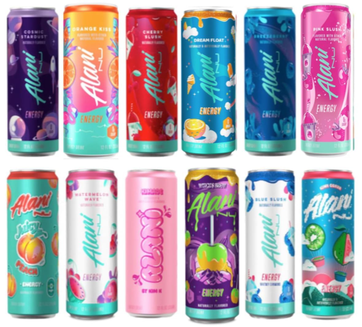 (20 Packs) Alani. Nu Energy Drink Variety Pack | 12 Different Flavors : Mimosa, Arctic White, Dream Float, Blue Slush, Breezeberry, Cherry Slush