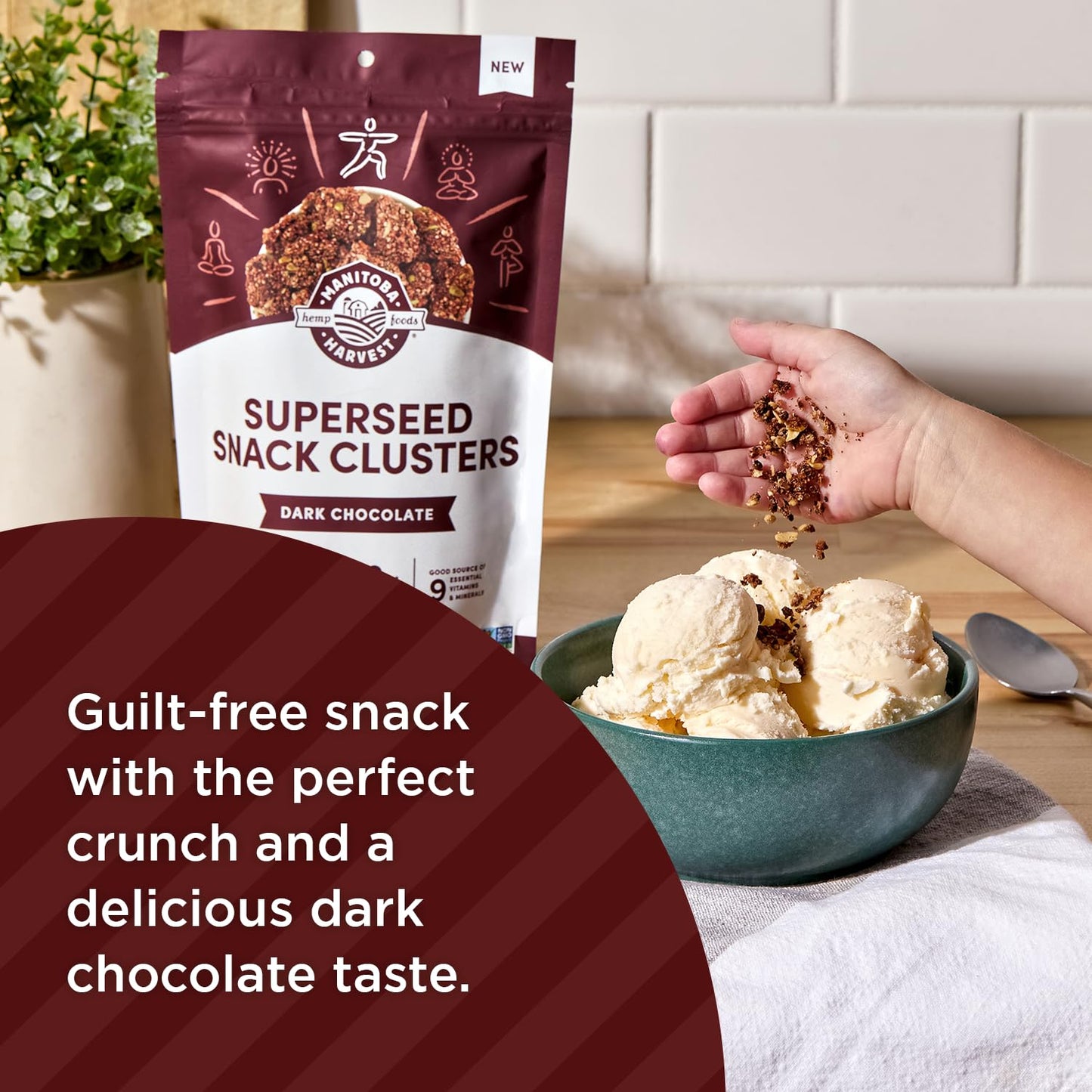Manitoba Harvest Superseed Snack Clusters, Dark Chocolate - 4.6oz - 5g Plant Protein, 2g Fiber, 5g Omega 3 & 6 per 30g serving - Easy 6-in-1 Super