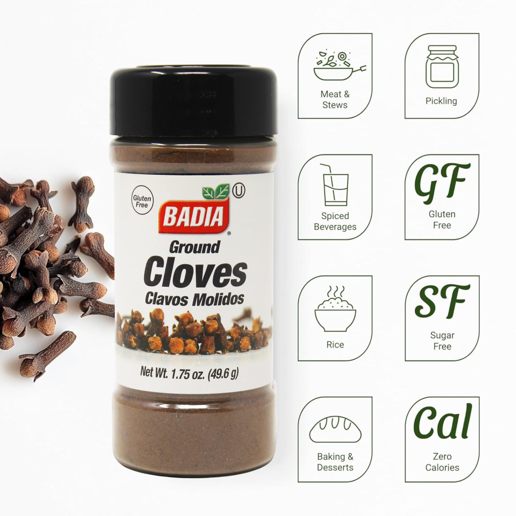 Badia Cloves Ground, 1.75 Oz - Premium Quality Spice for Baking, Cooking & Beverages, Aromatic & Flavorful