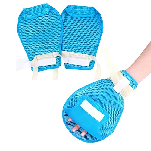 BNOKRTEP Dementia Hand Restraint Gloves for Elderly, Padded Adult Anti-scratching Hand Mitts for Protection, Breathing Netting Safety Control Gloves 2