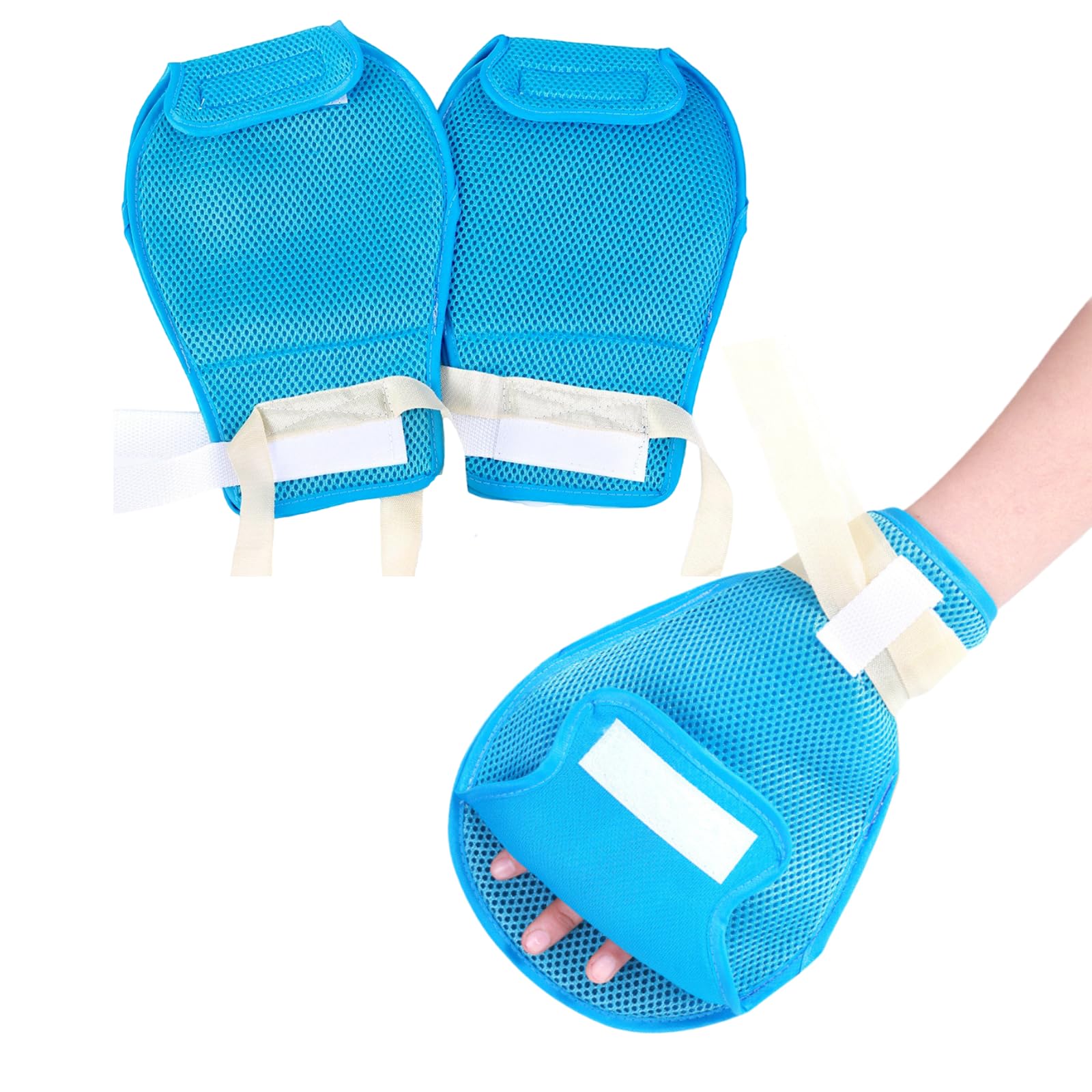 BNOKRTEP Dementia Hand Restraint Gloves for Elderly, Padded Adult Anti-scratching Hand Mitts for Protection, Breathing Netting Safety Control Gloves 2