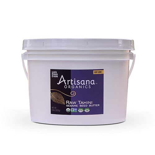 Artisana Organics Raw Tahini Sesame Seed Butter, 8 lbs - Bulk Tahini Sesame Butter, Just One Ingredient, Unroasted, Vegan, Paleo, and Keto Friendly