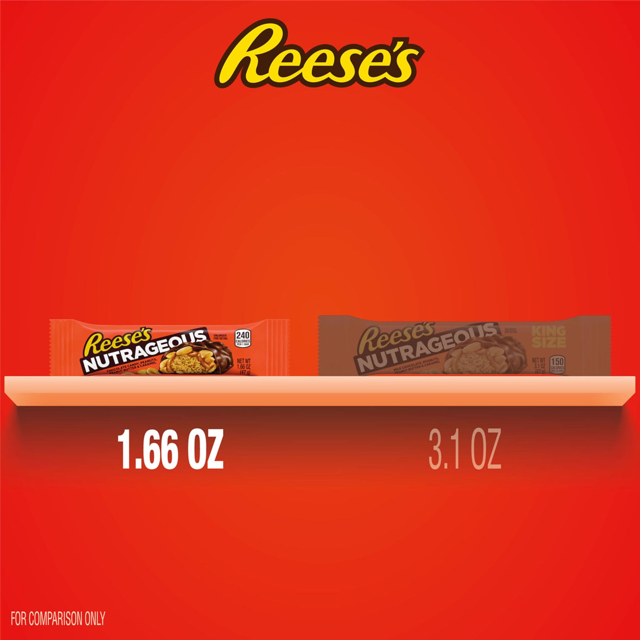 REESE'S NUTRAGEOUS Chocolate, Peanut Butter, Caramel and Peanut Candy Bars, 1.66 oz (18 Count)