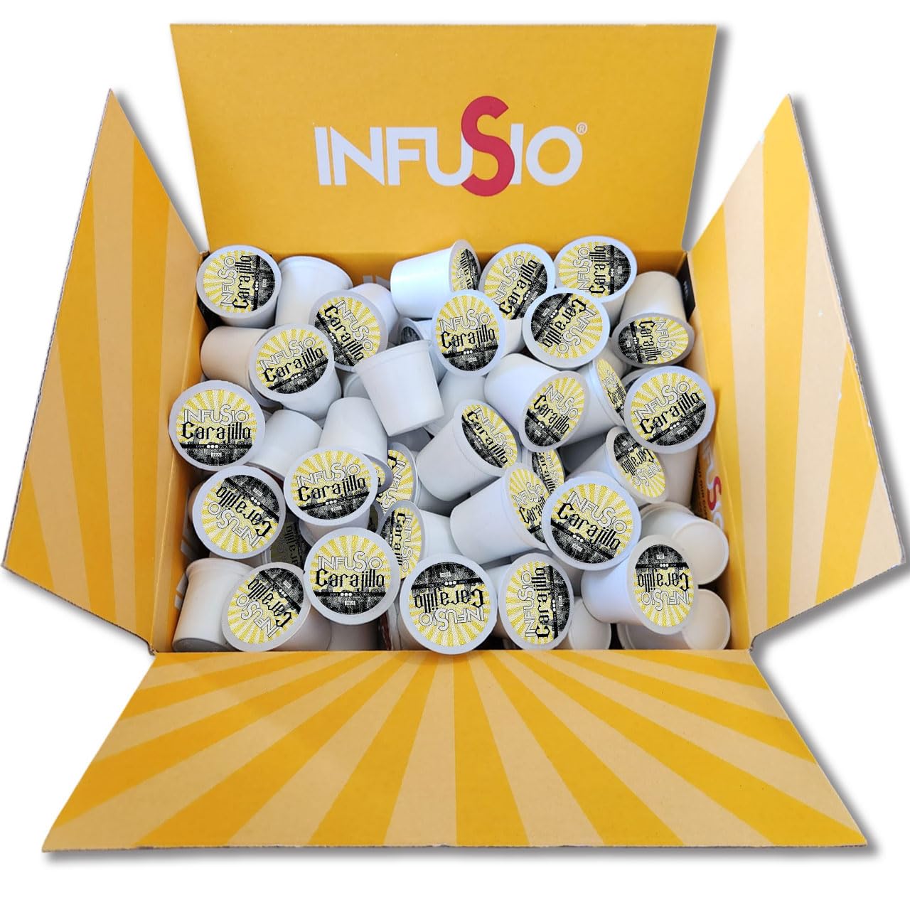 InfuSio Coffee Pods 96 Count Carajillo Flavored Medium Roast Single serve Coffee pods for Keurig K Cups Brewers - InfuSio Premium Roasted Keurig 2.0