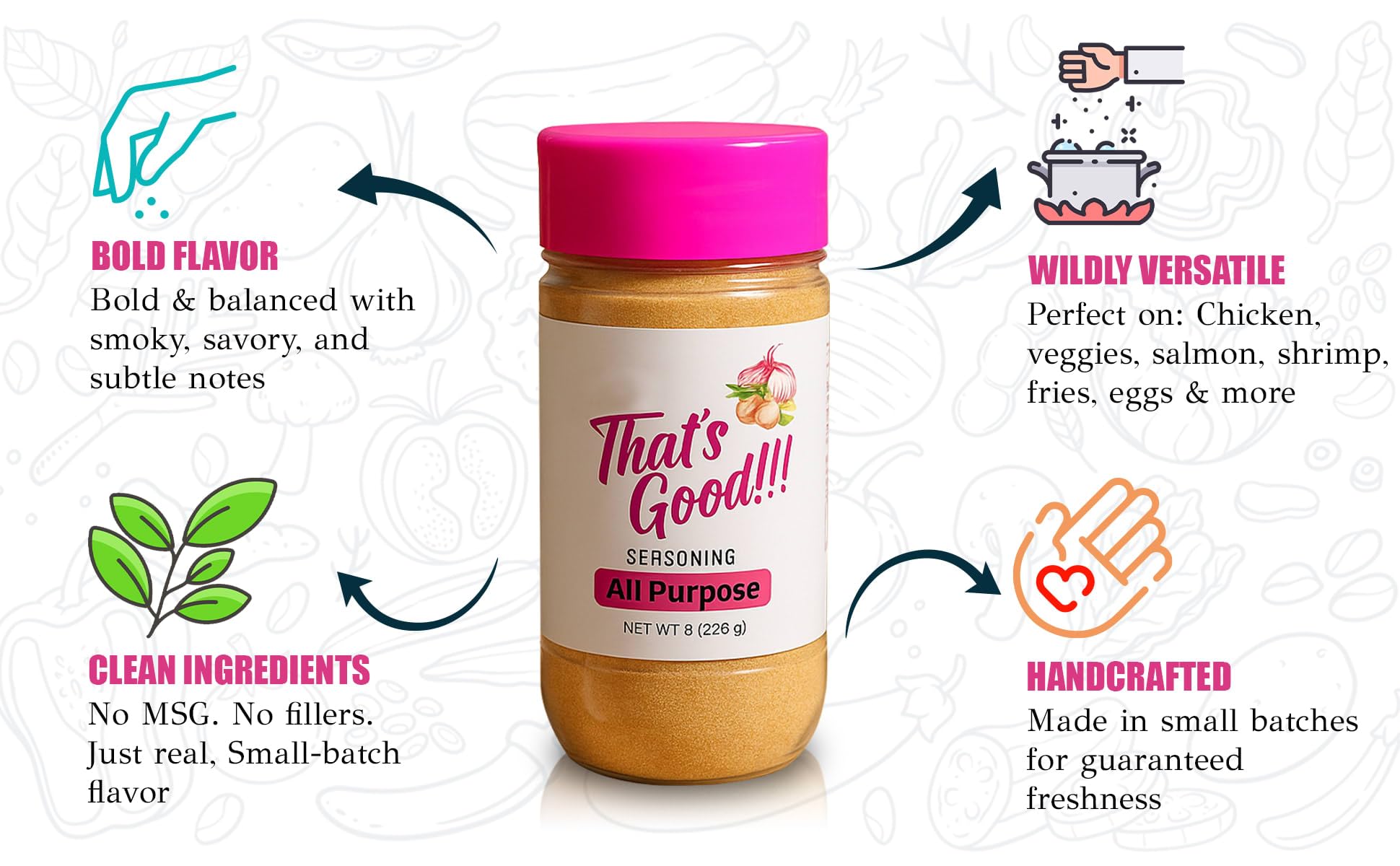 Damn That's Good All Purpose Seasoning, 8 oz, Bold & Savory Flavor Blend for Meat, Veggies & Potatoes | Gluten-Free, Vegan Friendly, No MSG