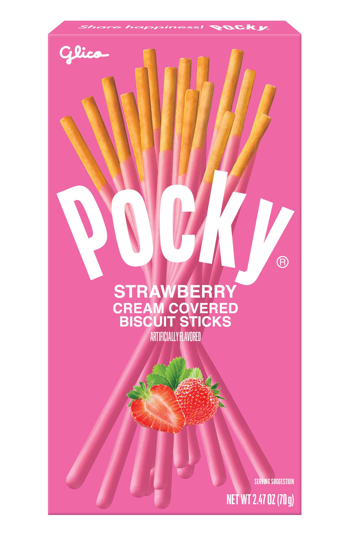 Pocky Strawberry Biscuit Sticks - Sweet Strawberry-Covered Crunchy Snack, Mess-Free and Great for Sharing - (Pack of 10)