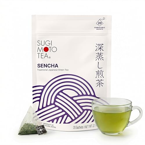 SUGIMOTO TEA Japanese Green Tea Sencha Fukamushi Tea Bags 20 Count