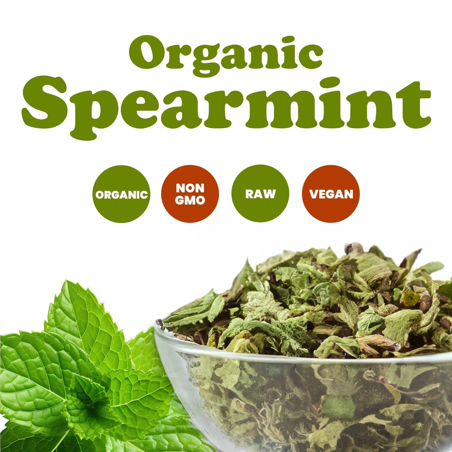 Food to Live - Organic Spearmint Leaves, 1.5 Pounds - Dried, Cut & Sifted. Great for Herbal Tea. Non-GMO. Caffeine-free. Non Irradiated. Keto.