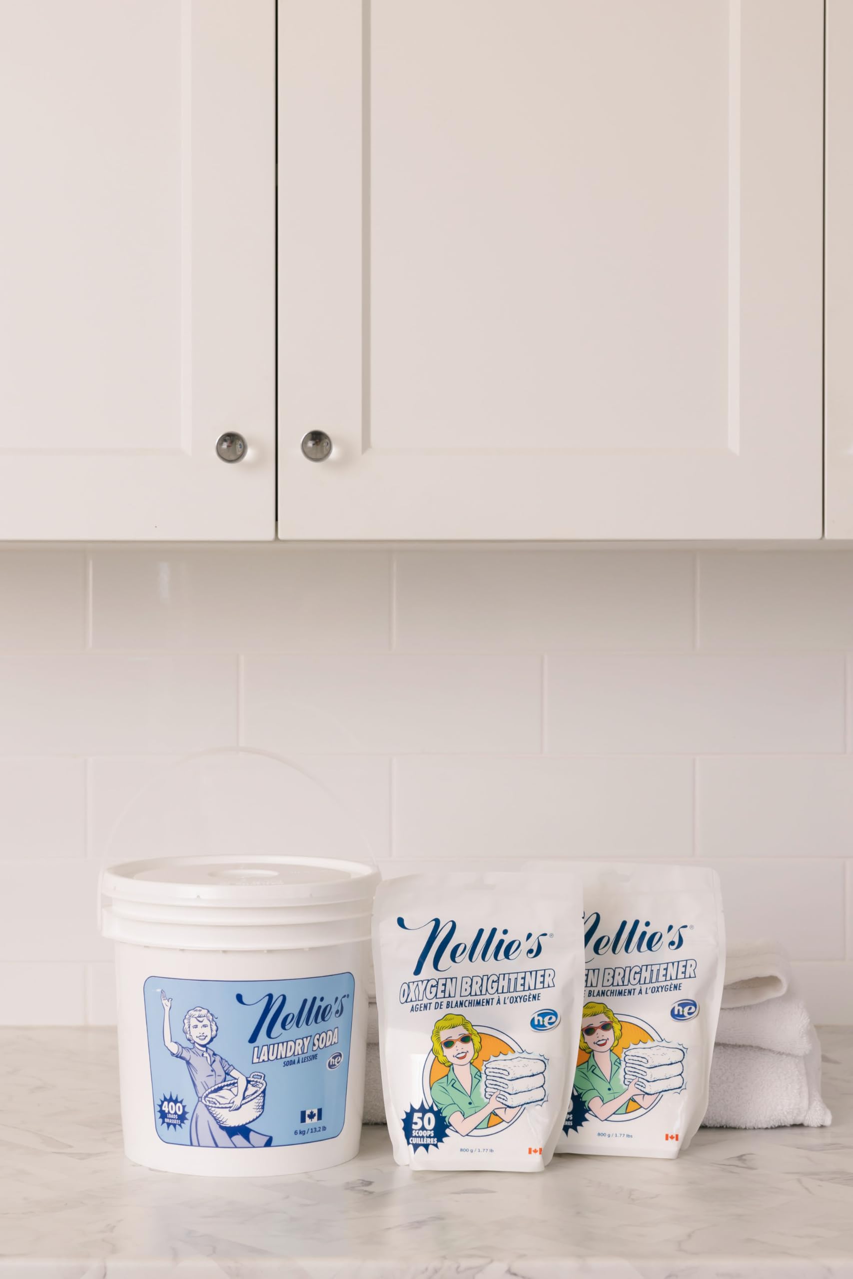 Nellie’s Laundry Bundle - 400 Load Laundry Soda & Two 50 Load Oxygen Brighteners - Powdered Detergent for Long-Lasting Freshness - HE & Standard