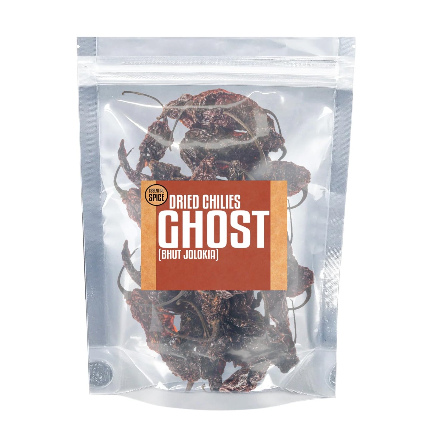 Essential Spice Dried Ghost Chilies (Bhut Jolokia) - Extreme Heat with Smoky, Slightly Sweet Flavor - Whole Dried Pods for Hot Sauces, Chili, Stews