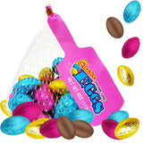 18-Count Fruidles Easter Pastel Foiled Eggs Milk Chocolate Mesh Bags, Happy Easter Day Eggs, Party Bag Fillers - Individually Wrapped, Kosher