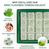 Turkish Delight Mint Flavor 450g (~1lb) - Traditional Lokum Candy with Refreshing Mint Taste - Soft Chewy Gourmet Dessert - No Additives - Made