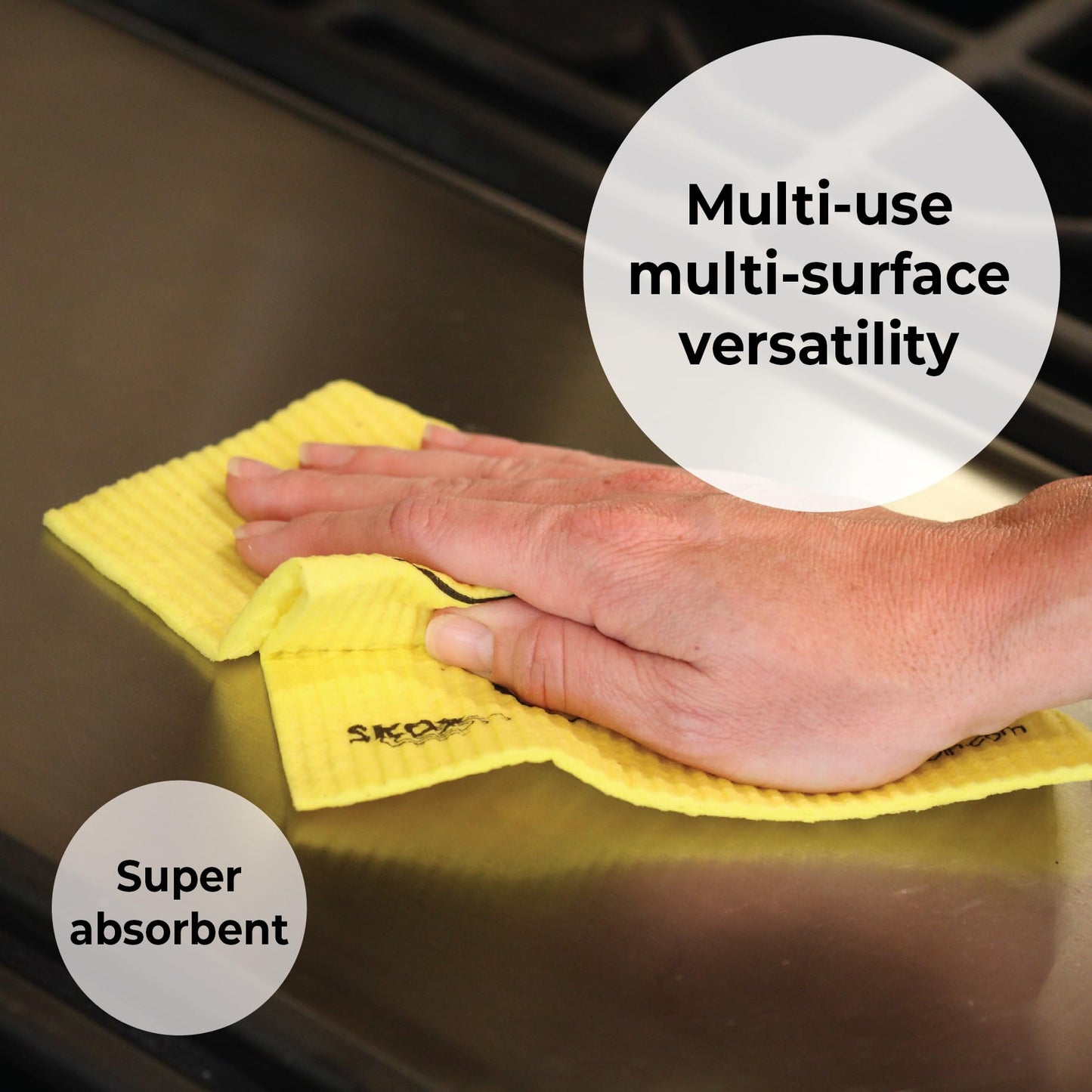 Skoy Cloth, 4-pack Versatile Swedish Dishcloths for Kitchen and Household Use, Reusable Cleaning Cloths, Planet-Friendly, Dishwasher and Dryer-Safe