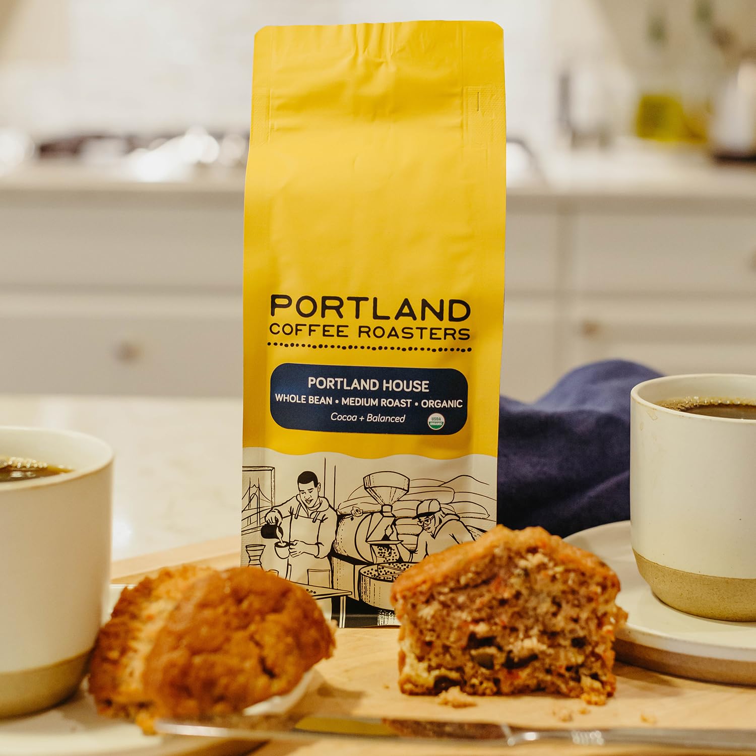 Portland Coffee Roasters, (Organic) Portland House, Whole Bean, Medium Roast, 32 oz