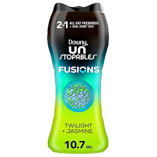 Downy Unstopables Fusions Scent Duos Laundry Scent Booster Beads, Twilight and Jasmine Scent, 10.7 OZ, 24hr non-stop freshness with 2 in 1 dual scent