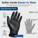 Schneider Black Vinyl Exam Gloves, 4mil, Disposable Latex-Free, Plastic Gloves for Medical, Cooking, Cleaning, and Food Prep, Sizes Medium