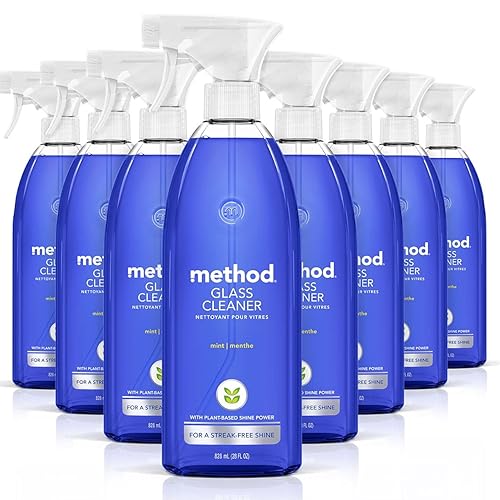Method Glass Cleaner Spray, Mint, Ammonia Free Solution, Mirror & Window Cleaner - Great for Indoor & Outdoor Glass Surfaces, 28 oz Spray Bottles