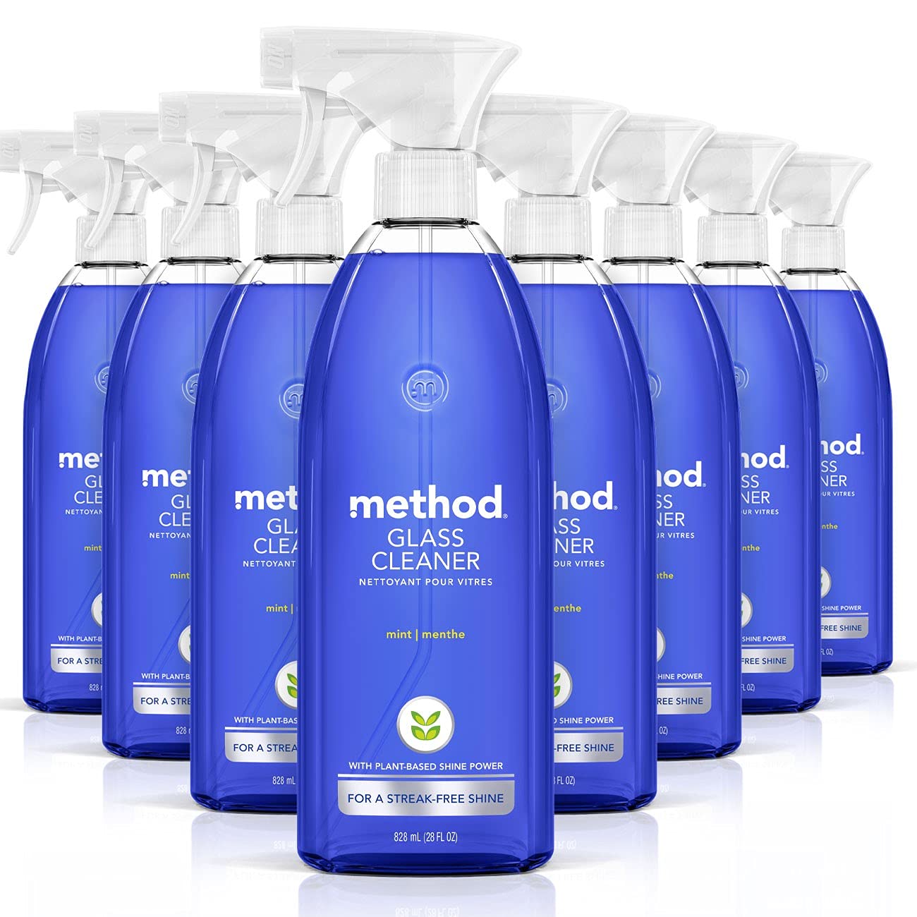 Method Glass Cleaner Spray, Mint, Ammonia Free Solution, Mirror & Window Cleaner - Great for Indoor & Outdoor Glass Surfaces, 28 oz Spray Bottles