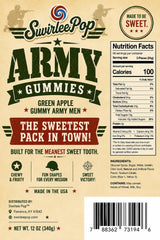 Swirlee™ Army Guys Gummies - Green Apple Gummy Army Men Candy - 12 oz Novelty Military Shaped Gummies for Parties, Candy Buffets, Gifts & Care