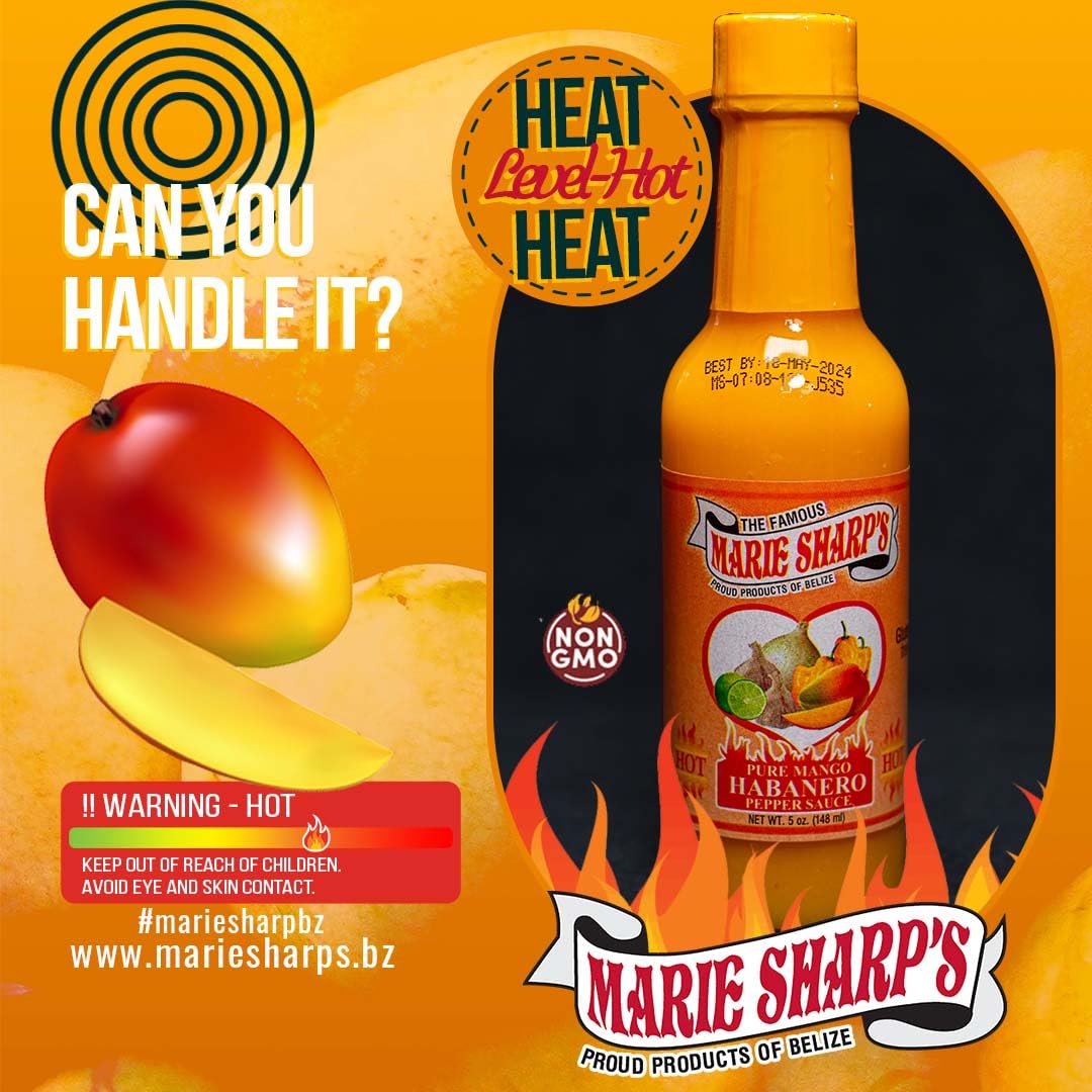 Marie Sharp’s Mango Habanero Pepper Sauce, 5 oz - Sweet & Spicy Belizean Hot Sauce with Real Mango - All-Natural, Gluten-Free (Pack of 2)